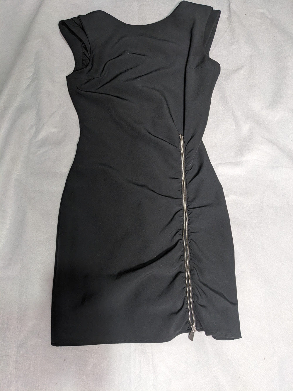 Zara Black Backless Sheath Dress with Exposed Zipper